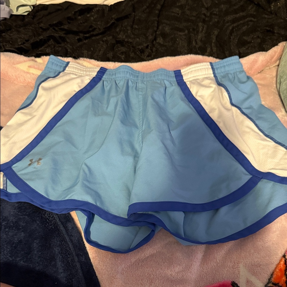 Under Armour Women's Light Blue and White Athletic Shorts